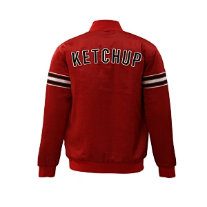 custom red satin baseball bomber jacket school baseball jacket