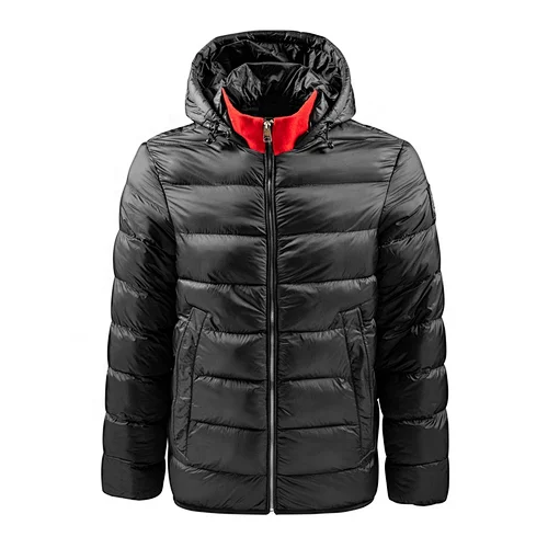 men's oem wholesale high quality zipper hoody button puffer fleece down polyester denim jackets for winter coat outdoor clothing