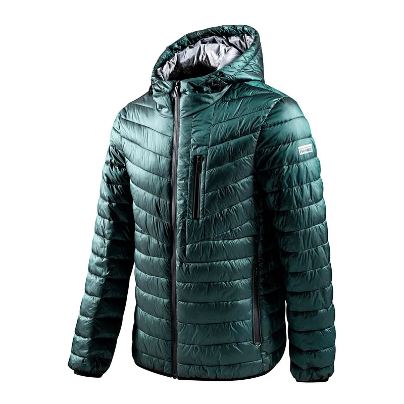 Men's Bubble Puffer Cotton Down Jacket Hooded Slim Fit Winter Warm Coat