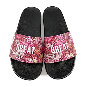 Greatshoe low MOQ custom logo unisex slide comfort footwear sandals