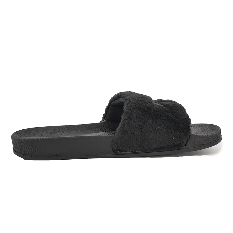 Greatshoe top quality cheap lightweight Breathable girl's custom faux slide slipper sandal fur slides