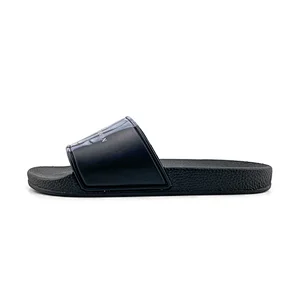 Greatshoe 2020 new china factory custom logo black slide sandals,leather sandals men,slides footwear