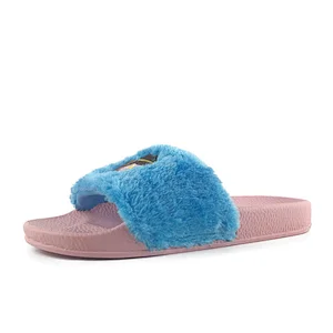 Greatshoe winter women sandal,pink faux fur slides,custom fur slippers