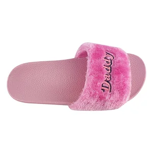 Greatshoe Ladies Fur Slide Sandals Slippers,Faux Fur Slides Slipper Furry Plush Slippers Women