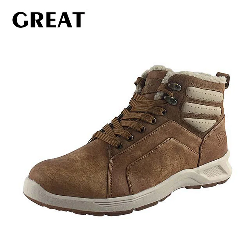 Greatshoe popular design cowboy boots for men,high ankle boots men casual fur boots