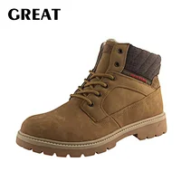 Greatshoe  lace up ankle male shoes Microfiber leather Men's boots