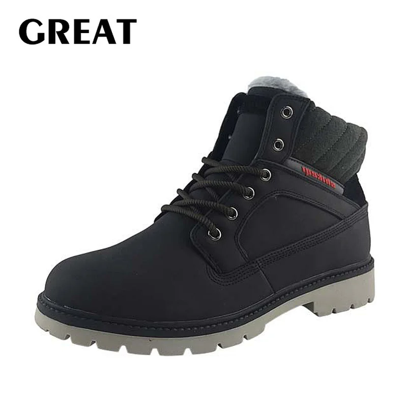 Greatshoe  lace up ankle male shoes Microfiber leather Men's boots