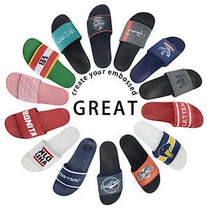 Greatshoe custom black PVC men slides footwear sandal summer custom logo slide sandal