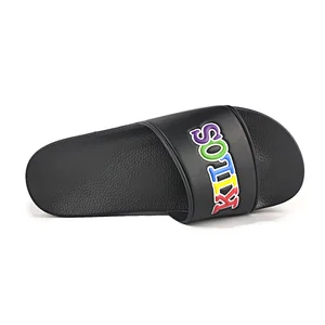 Greatshoe latest design mens pvc sandals men slides black custom logo men slide custom sandal