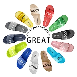 Greatshoe custom black PVC men slides footwear sandal summer custom logo slide sandal