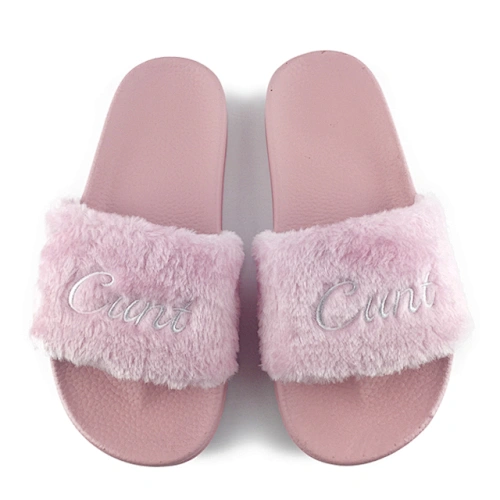 Greatshoe antiskid plush fur fancy slides for women, fur design fashion winter fox fur slippers