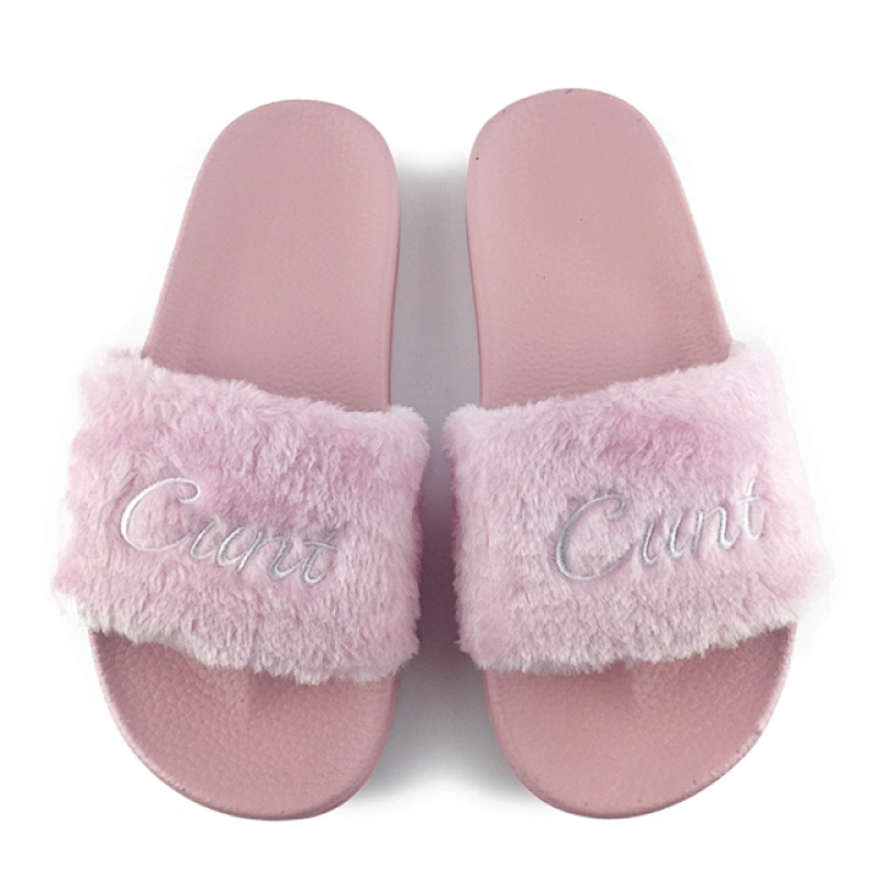 Greatshoe antiskid plush fur fancy slides for women, fur design fashion winter fox fur slippers