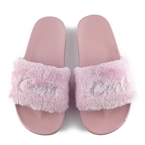 Greatshoe antiskid plush fur fancy slides for women, fur design fashion winter fox fur slippers