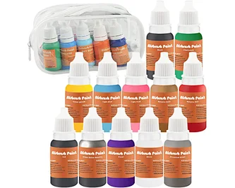 12 Colors Quick Drying Water Based Airbrush Paint,12x11ml Airbrush Paint Set of Acrylic Paint Include 4 Color Metallic Paint with 100ml Airbrush Thinner