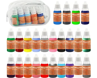 24 Colors Quick Drying Water Based Airbrush Paint,12x11ml Airbrush Paint Set of Acrylic Paint Include 8 Color Metallic Paint with 100ml Airbrush Thinner