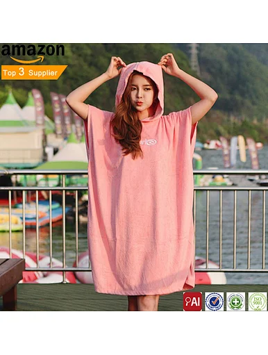2022 China factory wholesale microfiber hooded baby poncho beach towel, Microfiber Soft Quick Drying Super Absorbent Multi-use printing hooded poncho Bath Pool Beach towel,  Children and adults (Multi Size)