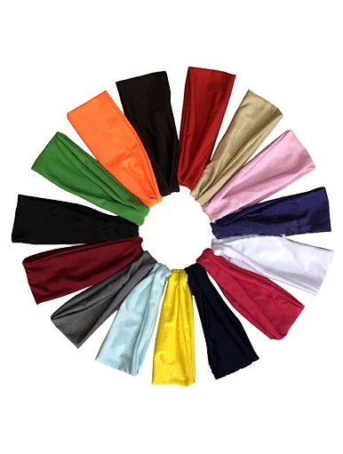 Running fitness headband stretch polyester turban solid color headband yoga sweat band, Running fitness stretch polyester turban solid color headband yoga sweat band Band Moisture Wicking Hairband for Exercise, Multi-color optional, custom logo