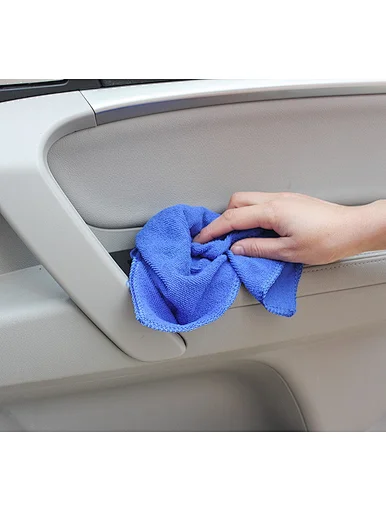 Personalized microfiber cleaning cloths Car Cleaning Towel，Microfiber water absorbing kitchen towel, no hair falling, car cleaning, blue, double turn edge