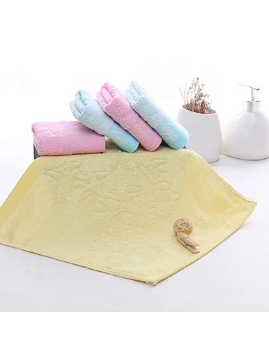 Eco friendly bamboo bath towels cute towels,Bamboo fiber absorbent antibacterial baby square towel is colored, with dense loops, packed in six pieces in a gift box, blue, yellow and pink