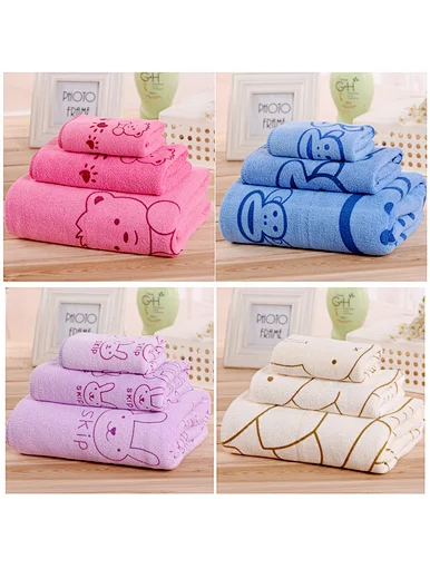 Microfiber large size carved cute little rabbit square towel towel bath towel set, blue, red, purple, beige