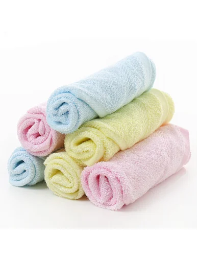 Baby bamboo fiber small square towel, colorful, rose red, purple, green, pink, blue, soft, antibacterial, bacteriostatic, unfolding, absorbing water