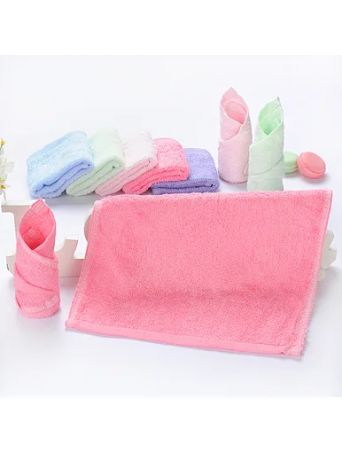 Baby bamboo fiber small square towel, colorful, rose red, purple, green, pink, blue, soft, antibacterial, bacteriostatic, unfolding, absorbing water