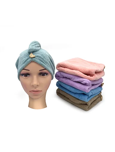 Multi-colored microfiber hair drying wrap absorbent towels