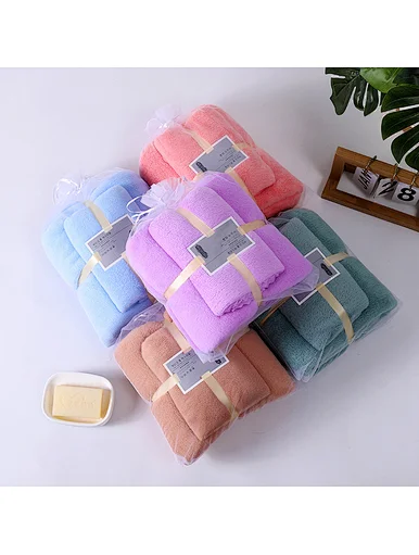 China supplier promotional super soft skin friendly coral fleece thickened adult microfiber bath linens towel, Better water absorption capacity, a set of solutions for washing face and bathin