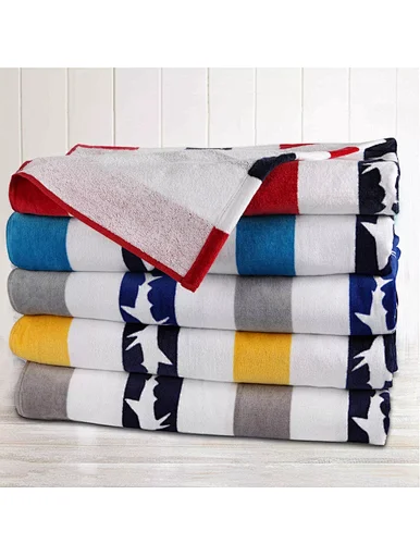 Custom Logo print Factory Wholesale Oversized Colorful Stripe organic Cotton Beach Towel, Chinese factory wholesale super soft water absorption strong cotton large size seaside stripe beach towel, to bring you a warm and comfortable feeling