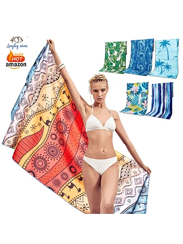 Custom Wholesale Digital Sublimated Printed Logo Swimming Pool Cabana Quick Dry Sand Free Microfibre Beach Towel
