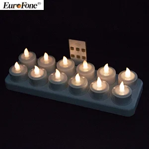 amazon hot seller Christmas holiday welding birthday party flame led candle light Rechargeable romantic led tealight candle