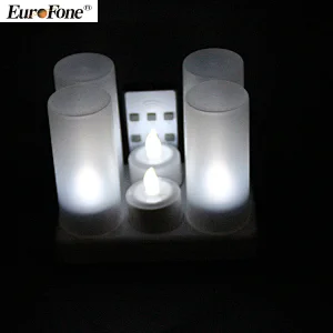 New style Remote rechargeable led cold white tealight candles
