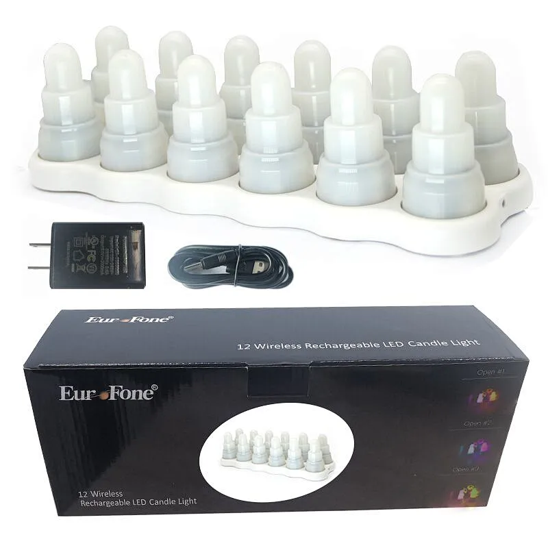 New item wireless rechargeable decorative led  light flameless flicker table tealight candle
