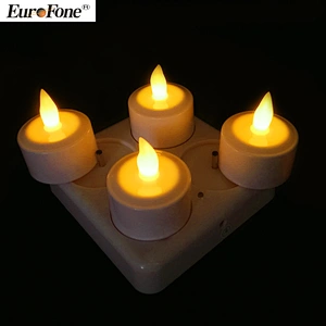 manufacturer most popular decoration house party rechargeable led candle yellow lights without remote set of 4