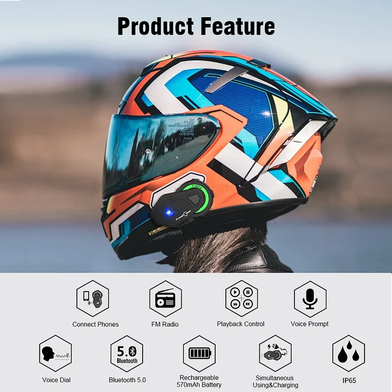 wholesale New style motorcycles motorbike wireless  Hands free BT helmet Bluetooth  headset for riders