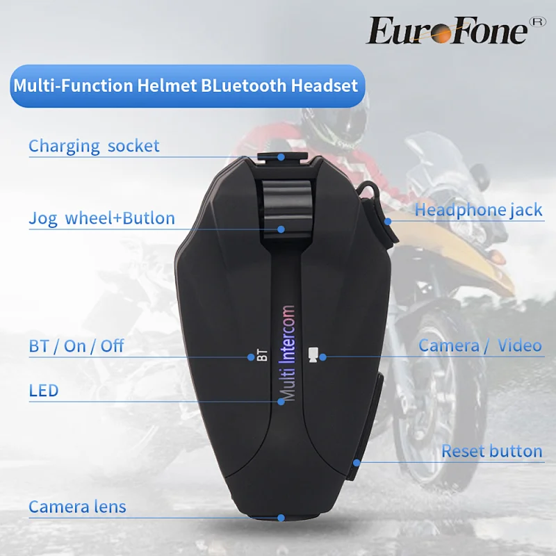 2020   Hands-free V-4C Motorcycle Helmet walkietakie with  Video camera helmet Intercom Headset