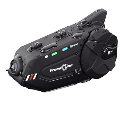 admite 6 jinetes Conexión del sistema de intercomunicación Bluetooth 2 teléfonos móviles con cámara grabadora de vídeo 1080P casco intercomunicador auricular R1 plus