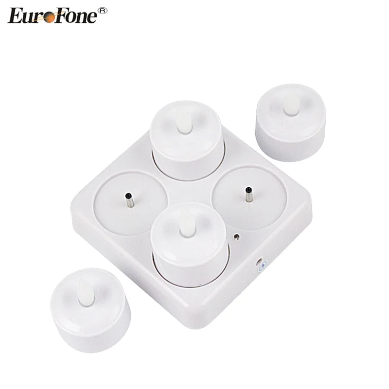 manufacturer most popular decoration house party rechargeable led candle yellow lights without remote set of 4