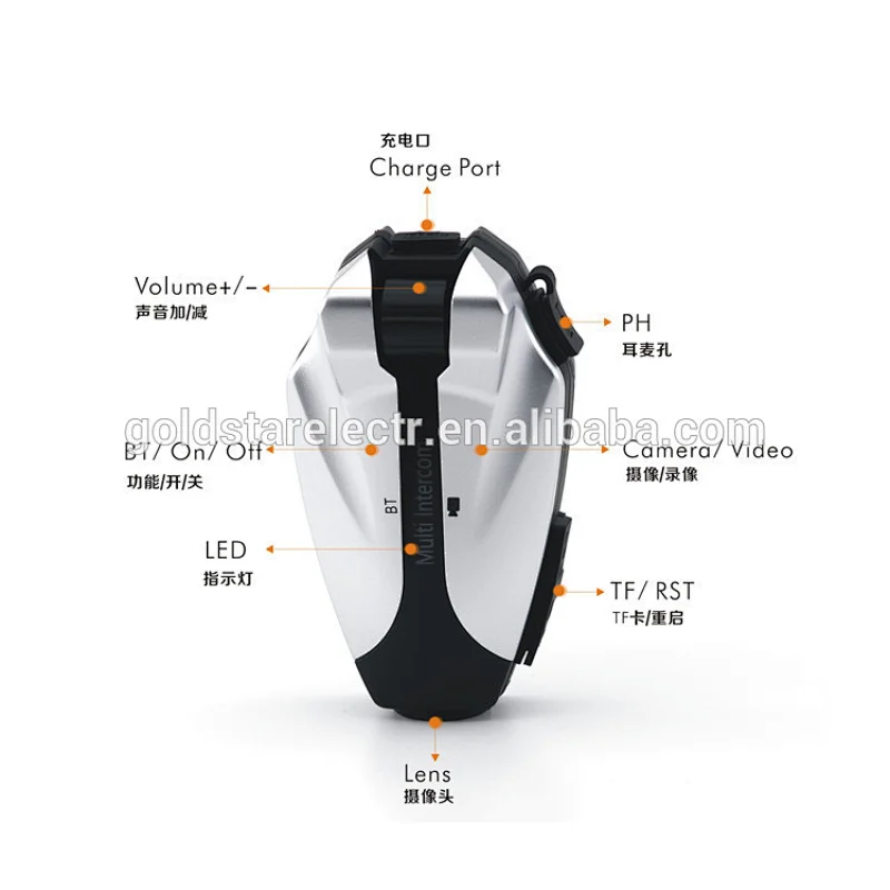 Helmet bluetooth intercom headset 4 riders intercom with camera function and FM good quality Video Recorder