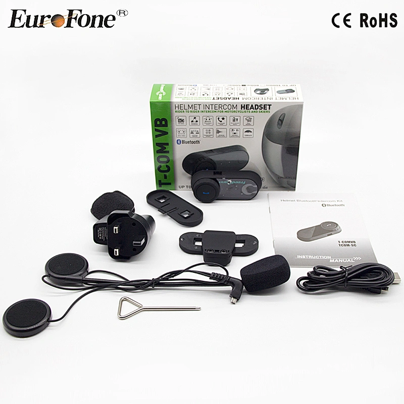 Motorcycle bluetooth headset for riding skating BT bluetooth intercom 800m interphone T-comVB