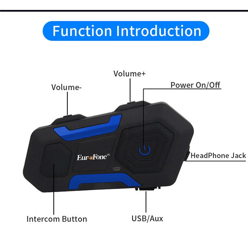2500M Motorcycle Helmet Bluetooth Intercom Headset With FM Radio V10