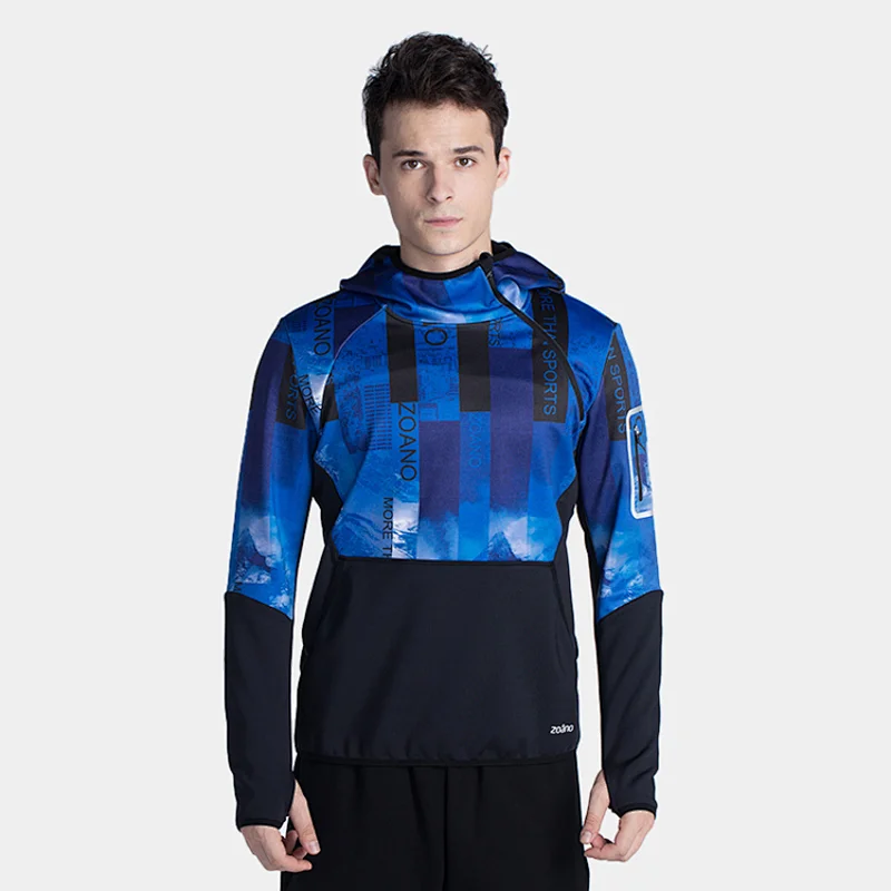 Fashion  sports hoodie longsleeve t shirt with high collar hoodie  for mens