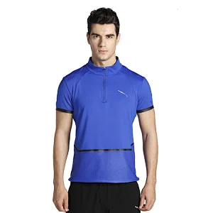 Dry Fit Custom Muscle Fitted half zip Sports Gym T Shirt pocket  Wholesale Men's Fitness Workout  t shirts