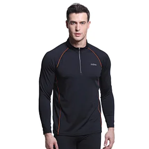 sportswear quicke Dry sport navy  half zip fitness long sleeve t shirt