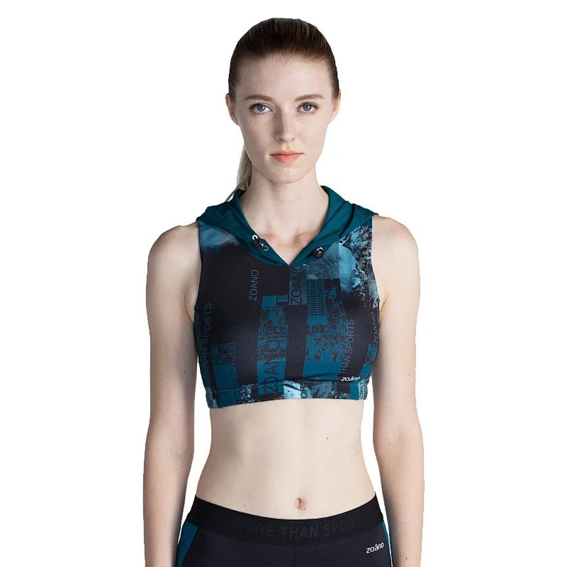 2020 wholesale sublimation printed hood ladies yoga bra women pushup cup Sports Bra