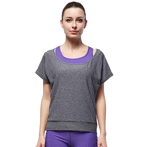 OEM wholesales Women elegant yoga wear malange polyester quick dry sports t shirt