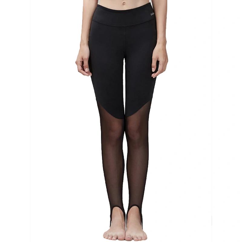 Custom seamless compression tummy control sports tights denim mesh fitness yoga leggings