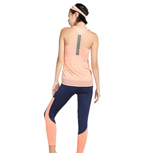 Fashion design color contrast build up gym pants sportswear  women compression ninth yoga tights
