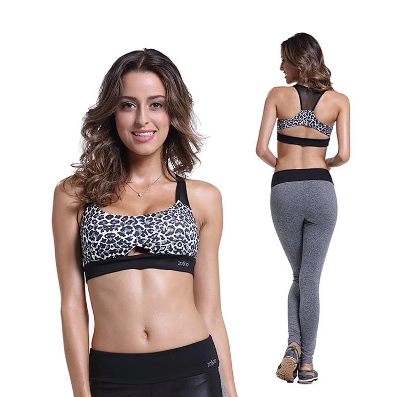 Fitness Top High Impact Leopard Print Custom Sports Bra Womens