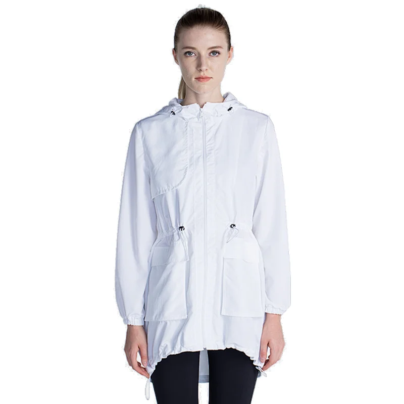 Women popular light weight running windbreaker jacket with fashion pocket